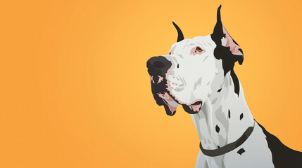 Captivating Minimalist Digital Art Featuring a Joyful Great Dane Dog