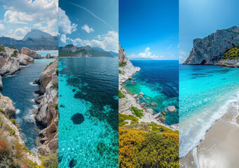 Series of photos showcasing the rugged cliffs meeting the crashing waves of the ocean. The images capture the dynamic interaction between land and sea, highlighting the power and beauty of nature