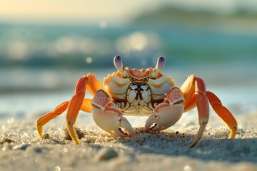 a cute crab is on the beach