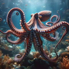 Fototapeta premium The lifelike depiction of an octopus