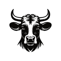 Black and white cow logo, icon, symbol, horn, bull, mammal animal
