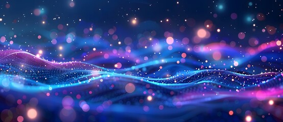 Abstract background with colorful glowing light waves and smoke