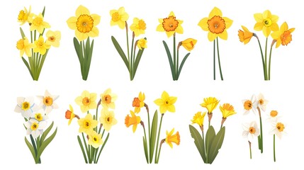 Vibrant Yellow Daffodil Flowers Blooming in Spring Garden