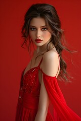 Fototapeta premium italian woman professional attire in a finance office