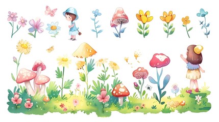 Obraz premium Whimsical Floral Meadow with Enchanting Fairytale Elements
