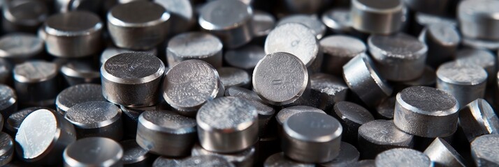 An image showcasing a large quantity of small, disc-shaped metallic magnets