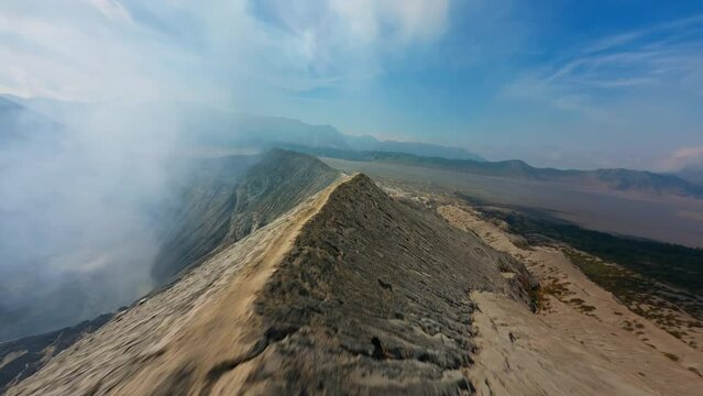flying over the ridge active volcano dynamics fpv drone