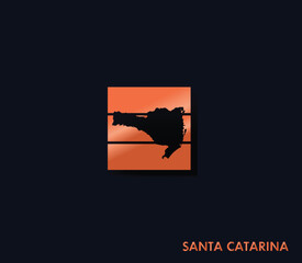 Santa Catarina map icon for your design.	Federative units of Brazil.