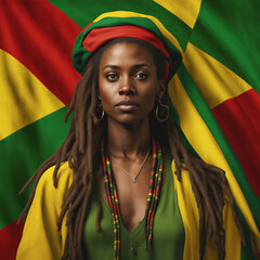 Rastafarianka na tle barw reggae