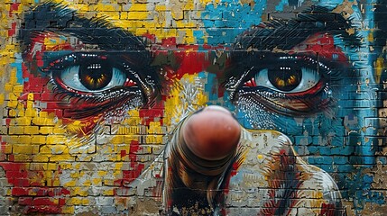 Fototapeta premium brick wall with a piece of street art that has inspired social action or change, demonstrating the potential of street art to make a real-world impact.stock photo