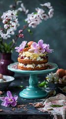 A little cake on a serving plate