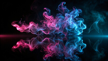 Neon smoke on black background