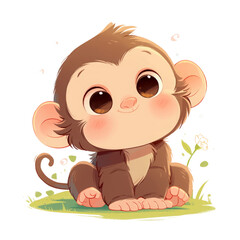 cartoon cute monkey isolated on white