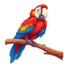 cartoon cute parrot isolated on white
