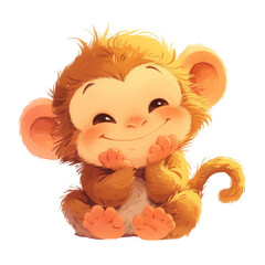 cartoon cute monkey isolated on white