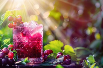 Grape juice with ice and grapes, a natural foods recipe