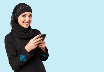 Arab eastern woman use mobile phone