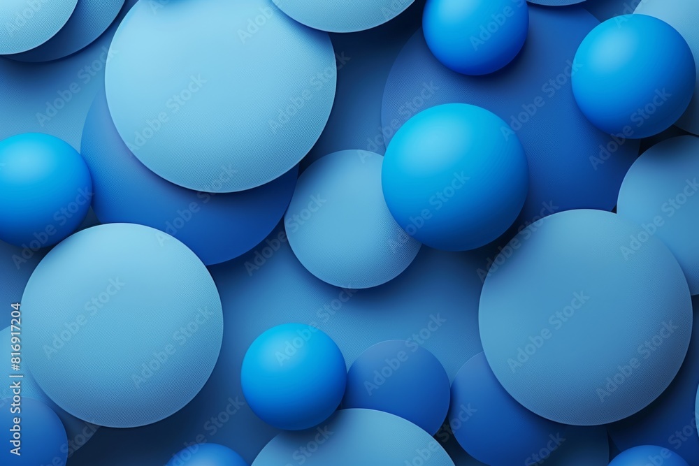 Poster abstract blue spheres on matte background. textured 3d rendering. modern art and minimalism concept.