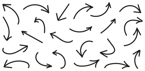 Set of Hand drawn vector arrows doodle on white background. design element vector illustration.