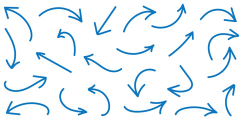 Set of Hand drawn vector arrows doodle on white background. design element vector illustration.