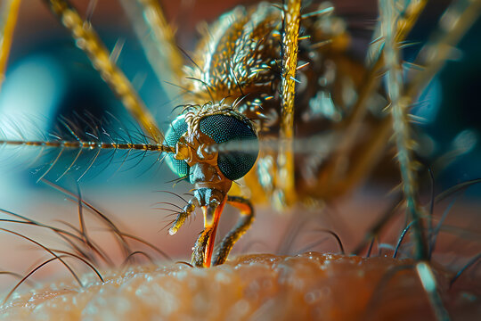 Close-up of a mosquito sucking blood
