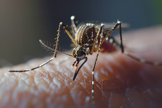 Close-up of a mosquito sucking blood
