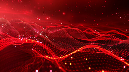 related to an abstract red tech background with digital waves, dynamic network systems, and artificial neural connections:

