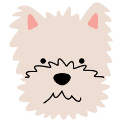 West Highland White Terrier head cute on a white background, vector illustration.