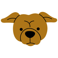 Pitbull head cute on a white background, vector illustration.
