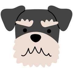 Schnauzer head cute on a white background, vector illustration.