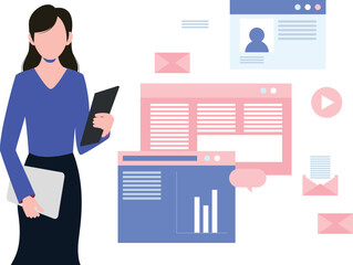 A girl is standing with a file.