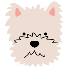 West Highland White Terrier head cute, png illustration.