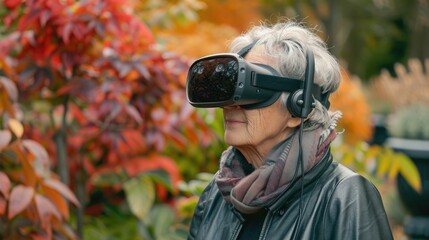 Fototapeta premium Virtual Reality Experiences Transporting Seniors to Explore Learn and Discover from the Comfort of Home