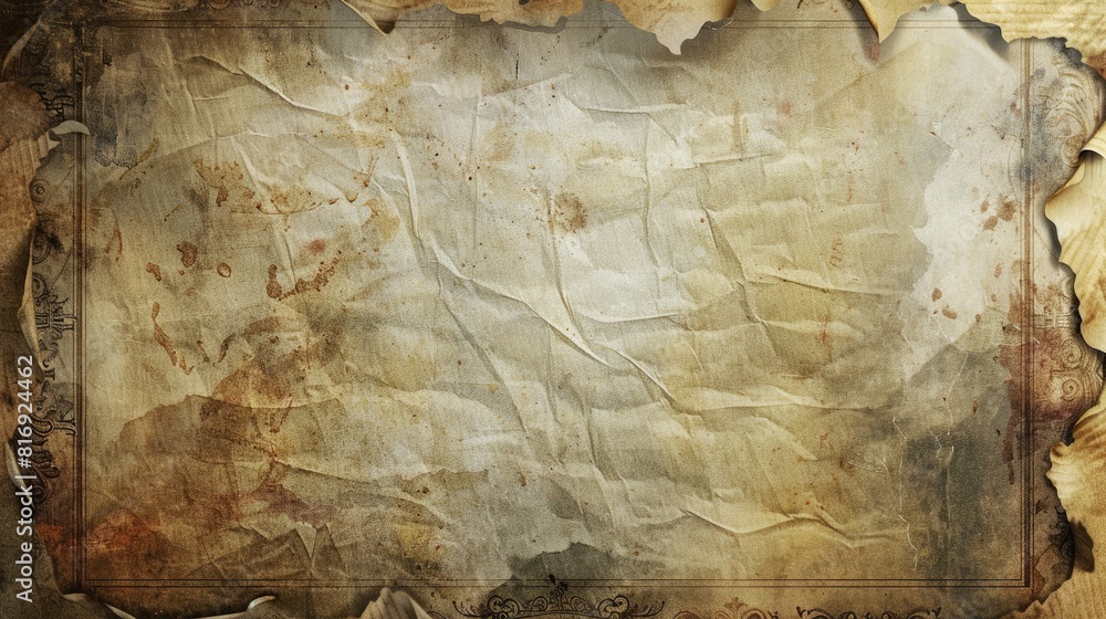 Poster computer generated intricate grunge border and old paper backdrop with room for text or image ideal 