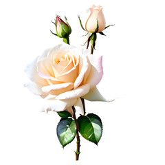 Fresh CREAM color rose flower in watercolor painting style isolated on transparent background