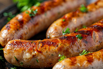 Mouth-watering traditional German bratwurst sausages, showcasing authentic flavors and heritage
