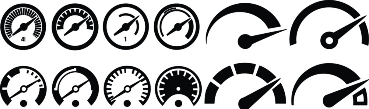Set speedometer, vector illustration.