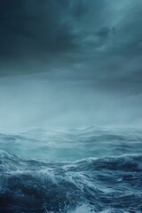 Naklejka premium Stormy ocean landscape with dramatic lighting - Dramatic and intense ocean landscape under a tumultuous sky, highlighting the raw power and dynamic beauty of nature