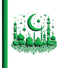 Green Eid Ul Adha Arabic silhouette Vector Illustration