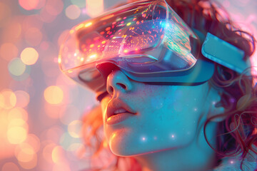 Virtual reality, innovation and new technology, abstract futuristic concept, VR glasses, 3D render