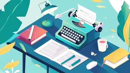 Obraz premium A beautiful illustration of a writer's desk