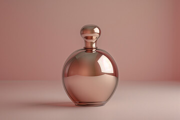 Mock up of minimal elegant perfume bottle. Stylish parfumerie banner with pink and beige colors, 3D render