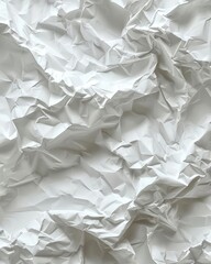 Obraz premium A crumpled white paper texture. The paper is old and has been through a lot of wear and tear. The wrinkles and creases are a testament to its age and history.