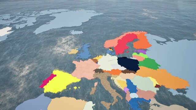 Modellazione 3D e video di mappa Terra con  bandiera Germania al vento