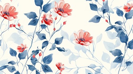 illustration of seamless pattern of floral design with minimalist design with white background