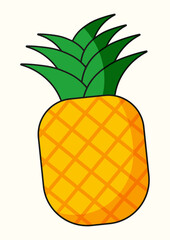Pineapple fruit cartoon vector image. A4 premium illustration. 