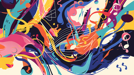 Abstract Classical music hand drawn doodle banner cartoon vector image