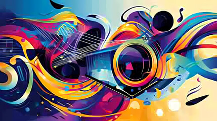 Abstract Classical music hand drawn doodle banner cartoon vector image