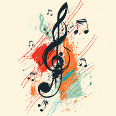 Fototapeta premium Abstract Classical music hand drawn doodle banner cartoon vector image