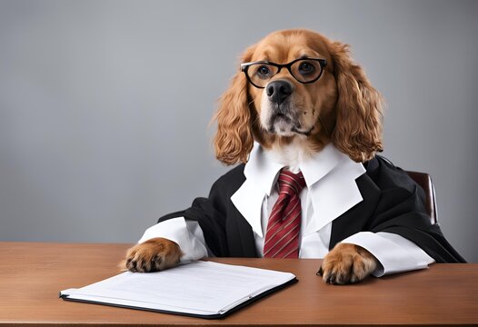 Perrito vestido con lentes y traje